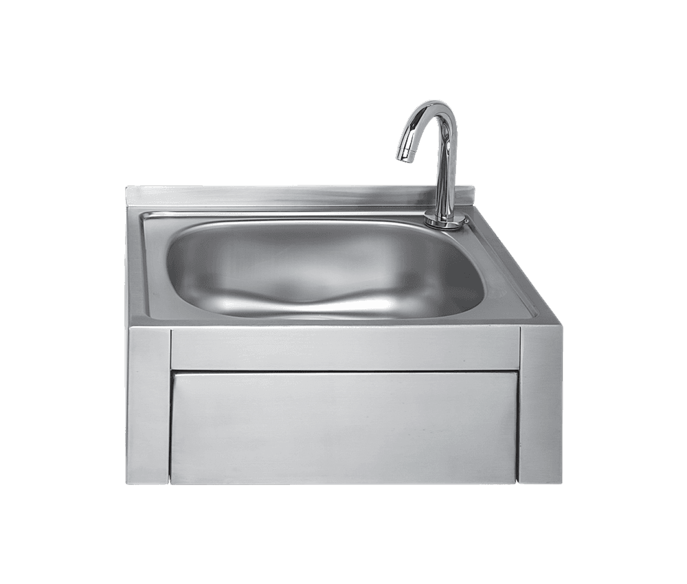 NRB-602L-DK Paslanmaz Çelik Lavabo - Dizden Kumandalı Duvara Askı - Alçak Sırtlı
